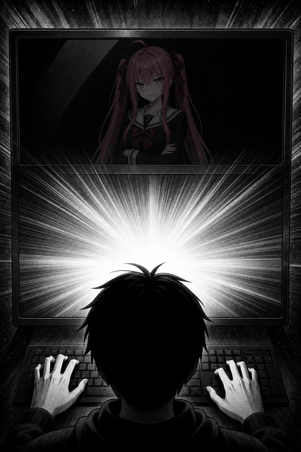 Tsumugi manga monitor scene